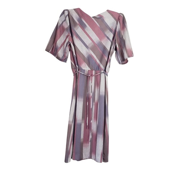 Vintage 70s 80s Womens Striped Midi Dress Bold Party Retro Statement‎ Disco - Picture 2 of 11